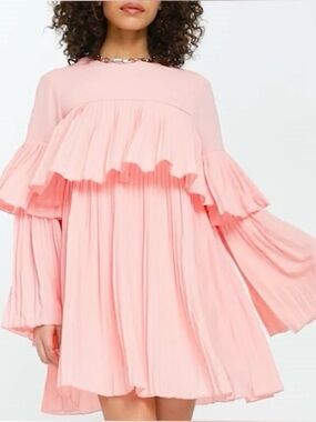 Missguided pleated smock dress in blush NWT